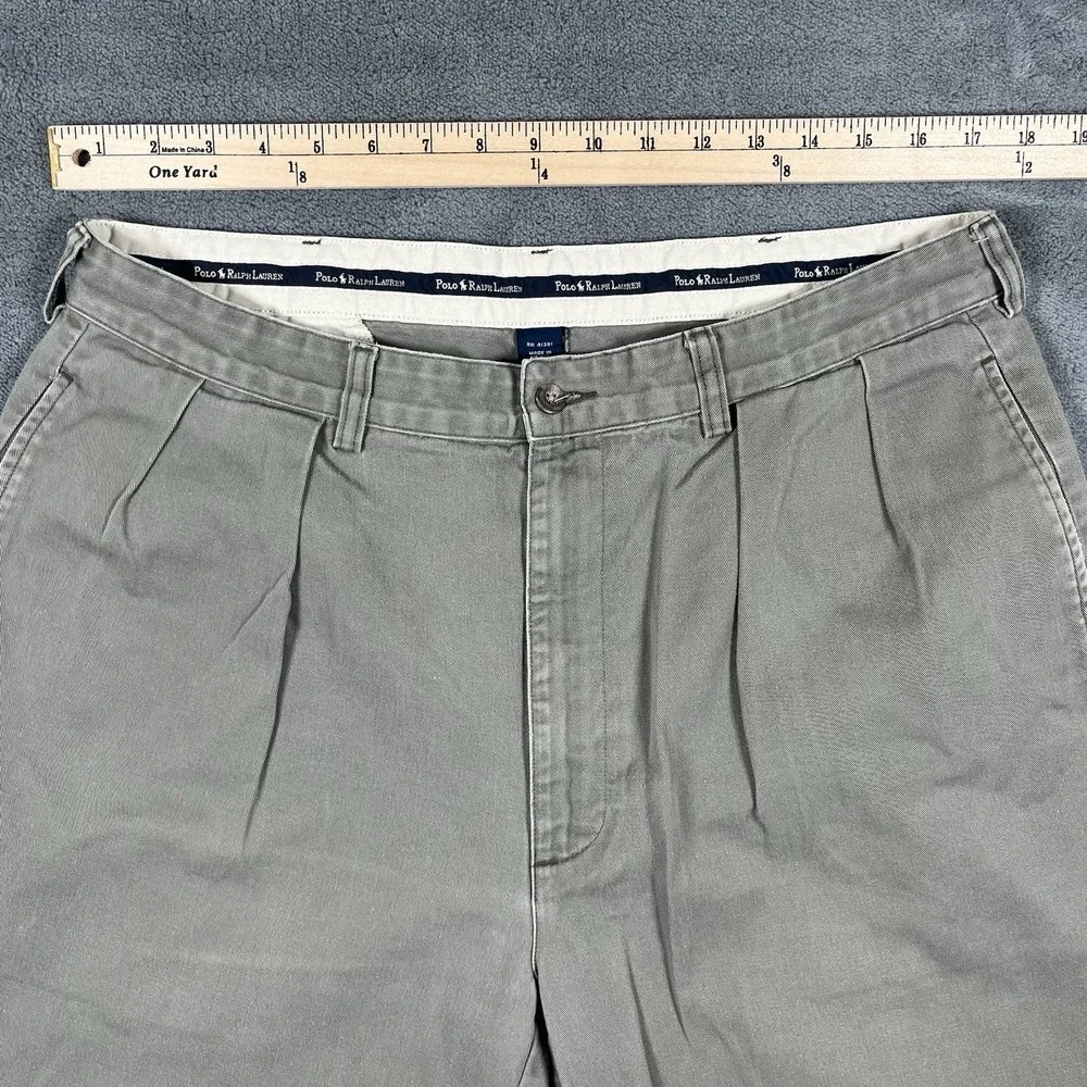 Polo Ralph Lauren Pants Mens 36x30 Khaki‎ Hammond Pleated Chino Classic RN41381